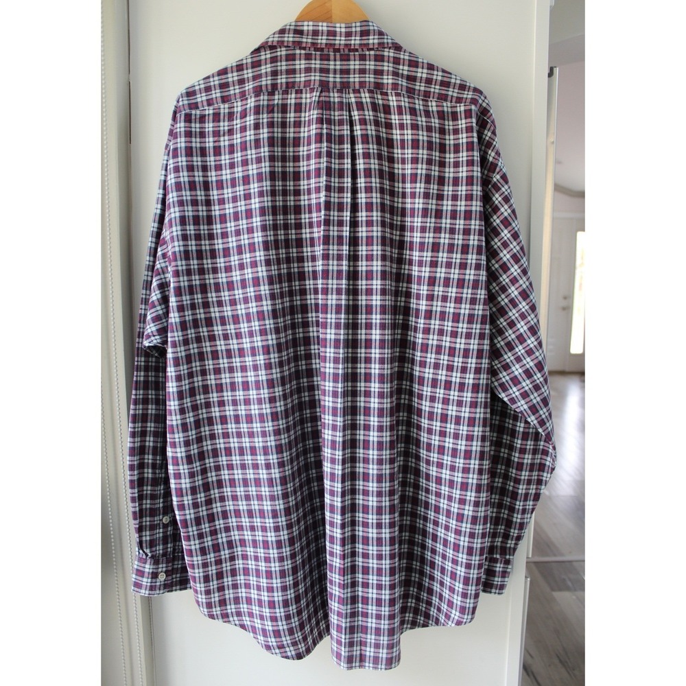 Ralph Lauren Blake Button Down Men XXL Burgundy Plaid Cotton Long Sleeve Shirt - Picture 3 of 10